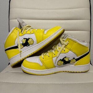 Nike Air Jordan Yellow Floral Sneakers Youth Size 7Y Basketball Shoes